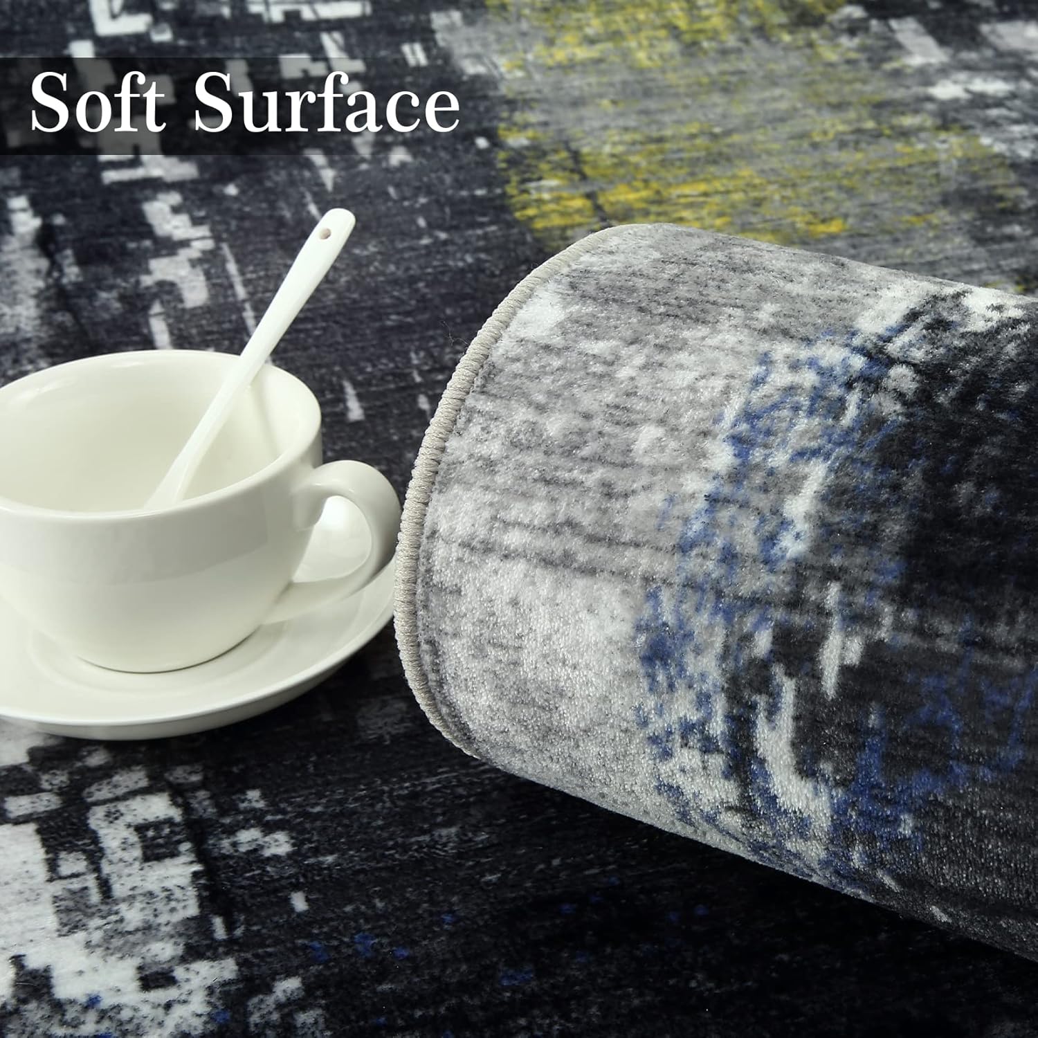 Alfombra moderna de 2 x 6 pulgadas, contemporánea, abstracta, para interiores, alfombra de entrada con impresión de tinta, alfombra suave para