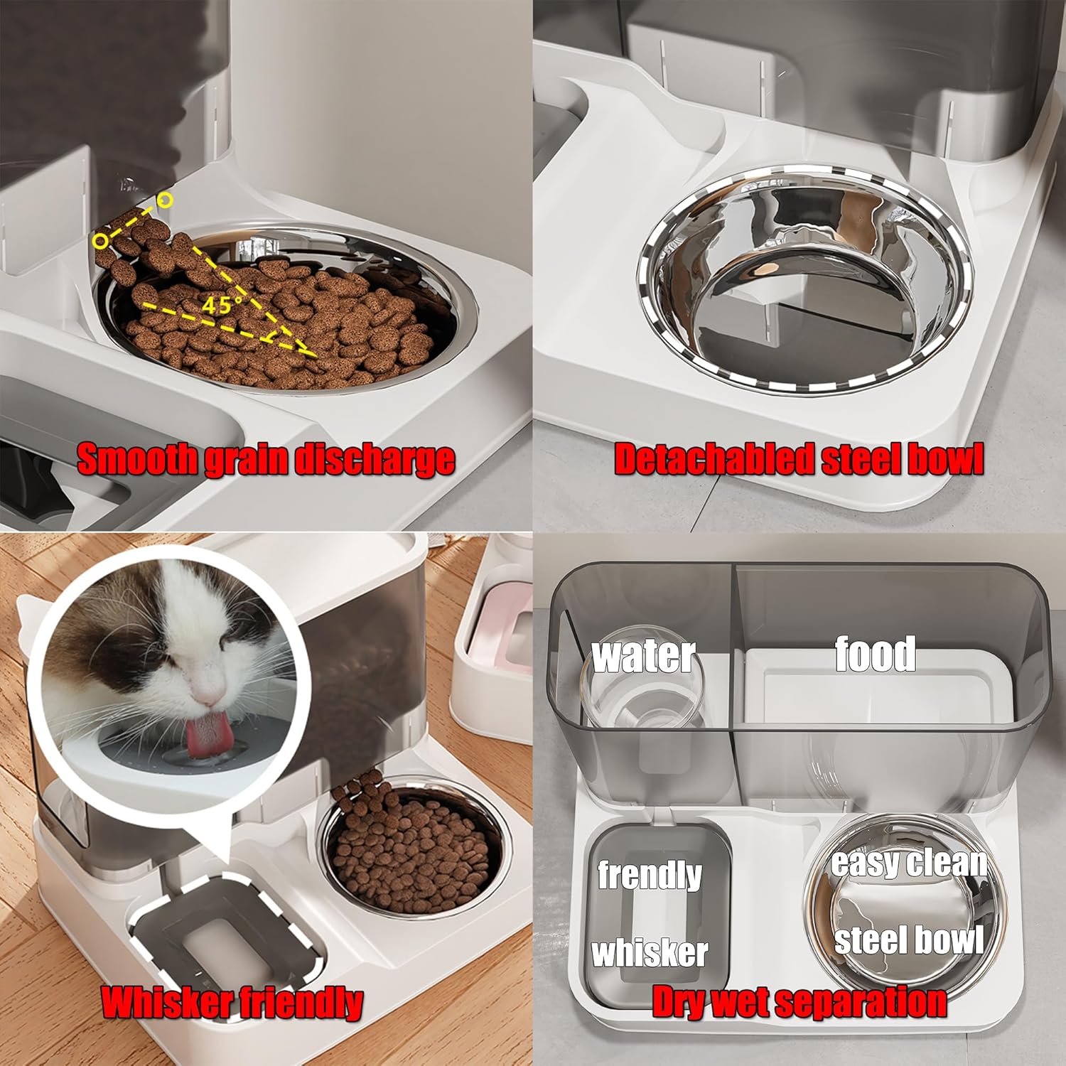Dispensador automático de alimentos para gatos, dispensador de agua por gravedad para mascotas, cuenco de alimentos secos y suministros de riego