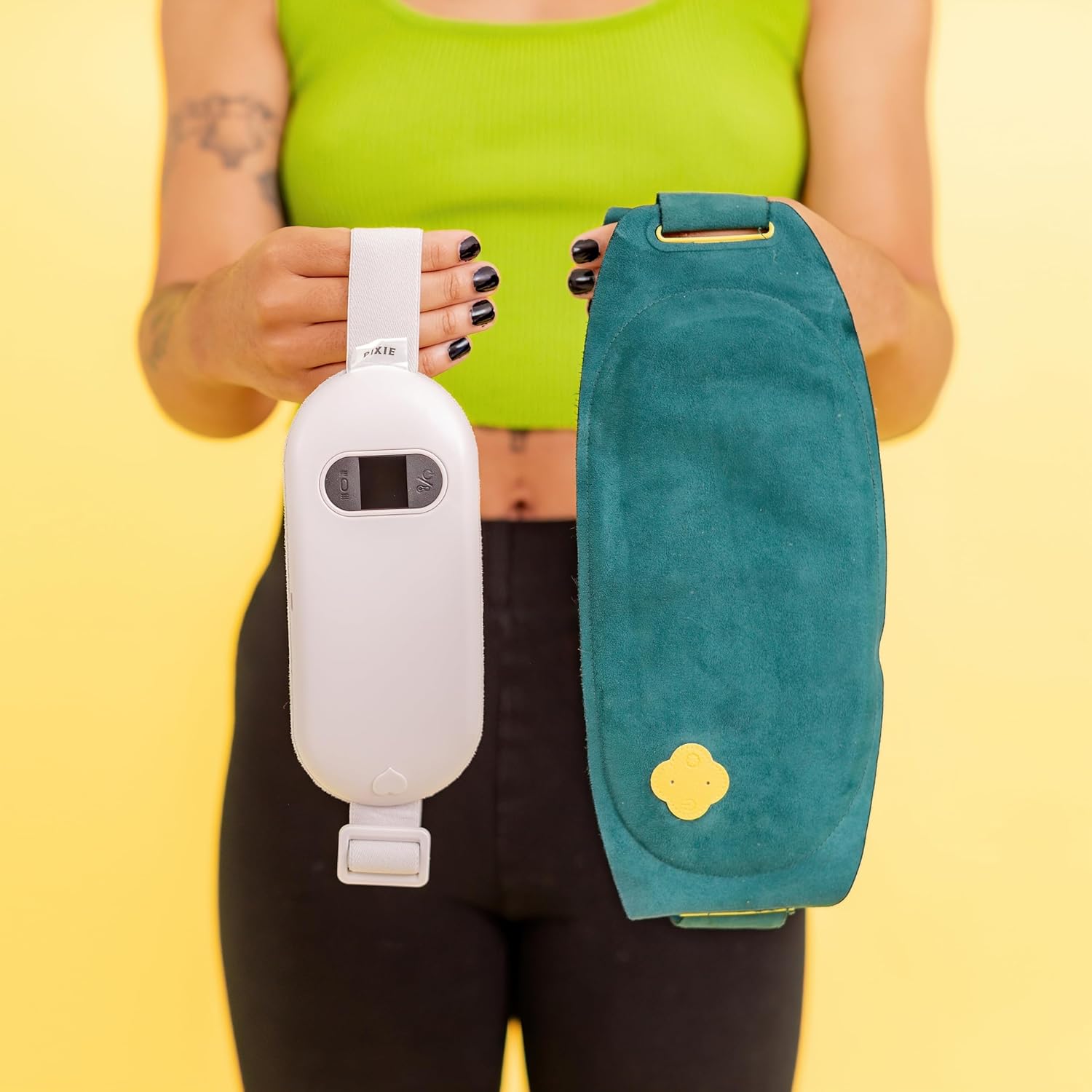 Pixie – Almohadilla térmica inalámbrica portátil para calambres, almohadilla térmica menstrual con 3 niveles de calor y 3 modos de masaje por