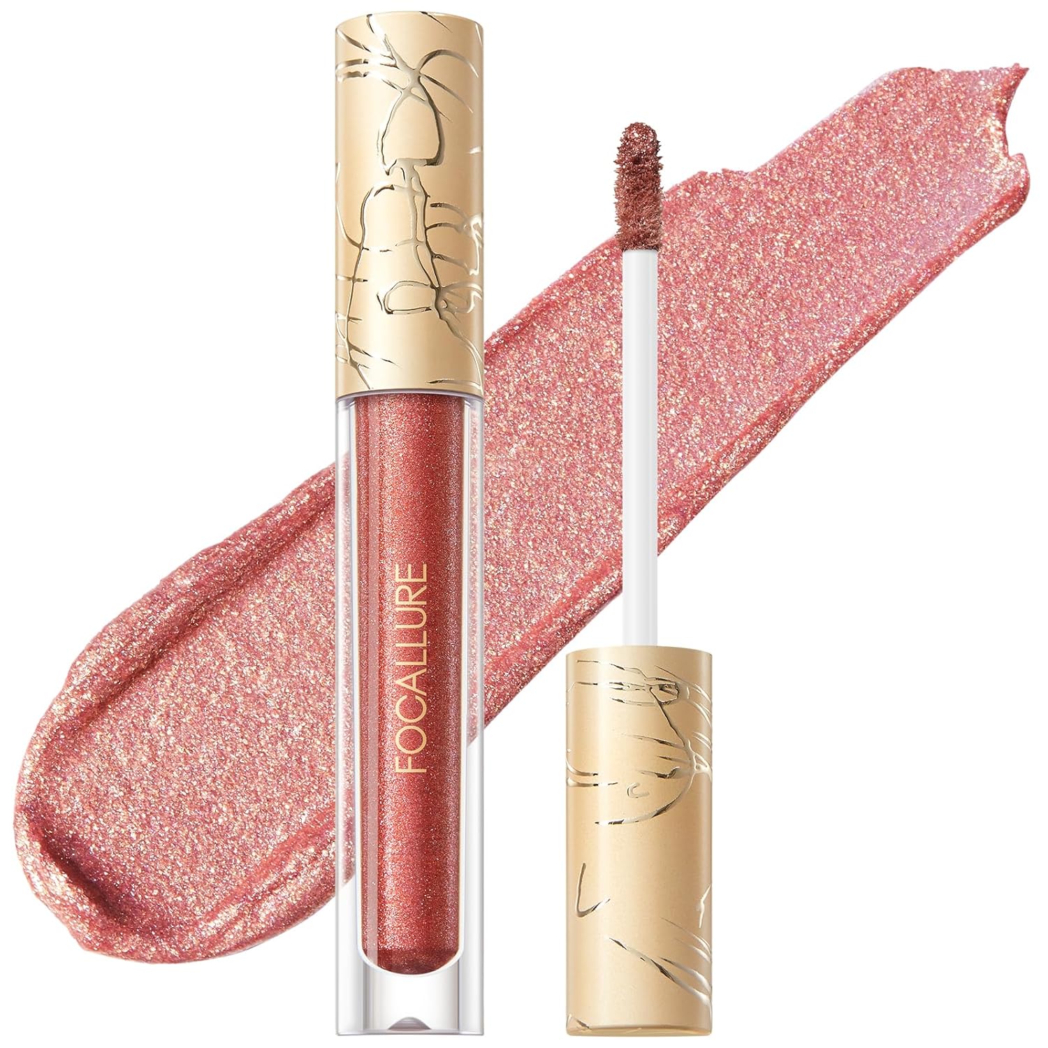 FOCALLURE Lápiz labial líquido metálico, brillo de labios de copa antiadherente, color de labios de alto impacto con desgaste a prueba de