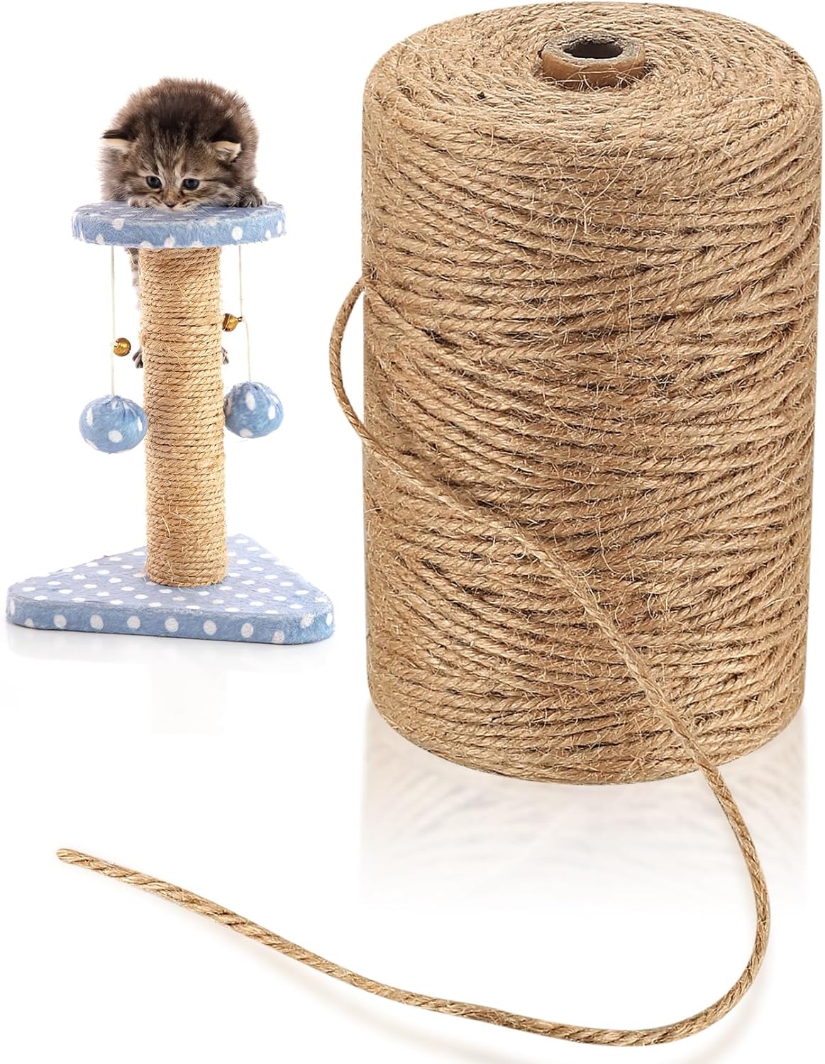 Cuerda de yute de 0.118 in, cuerda de yute de 656 pies656.2 ft, cuerda de cáñamo natural, cuerda de sisal de yute resistente para manualidades,