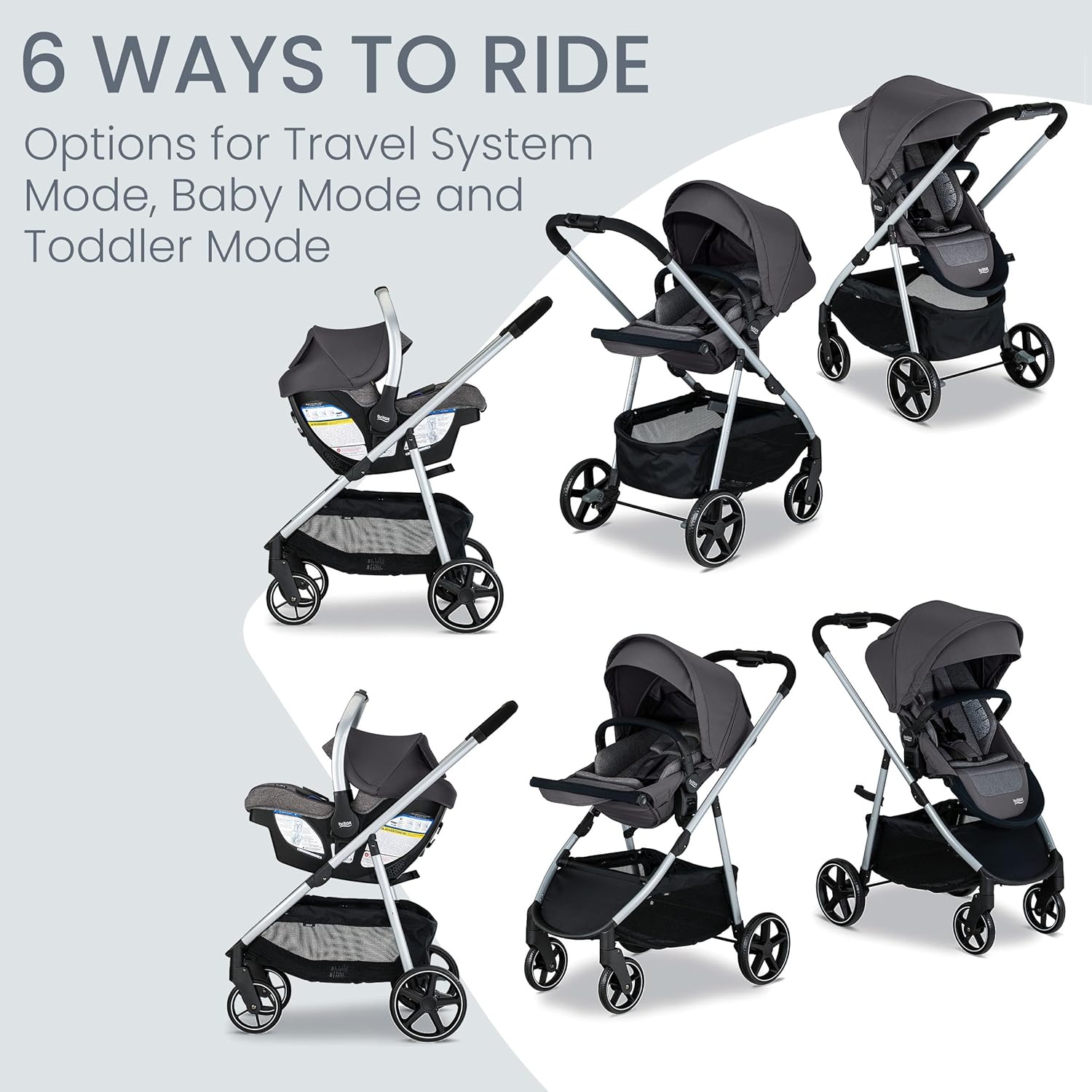 Britax Willow Grove SC – Sistema de viaje para bebé, asiento de automóvil infantil y cochecito combinado con base alpina, tecnología ClickTight,