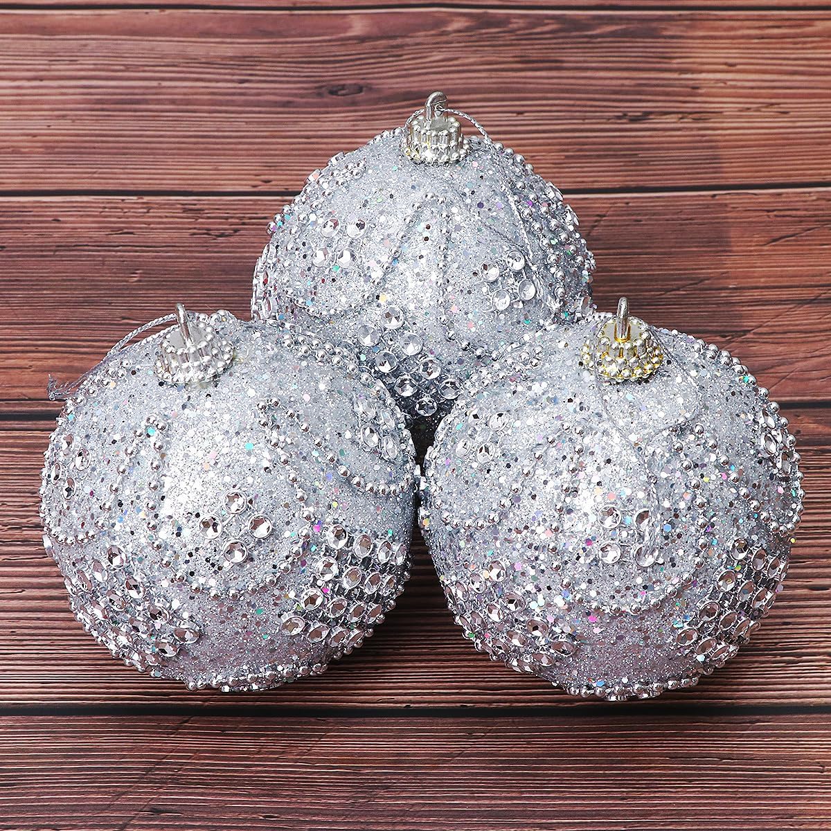 SUPVOX 3 adornos de bola de Navidad con diamantes de imitación de cristal, bolas de árbol de Navidad, adornos de árbol de Navidad, suministros de