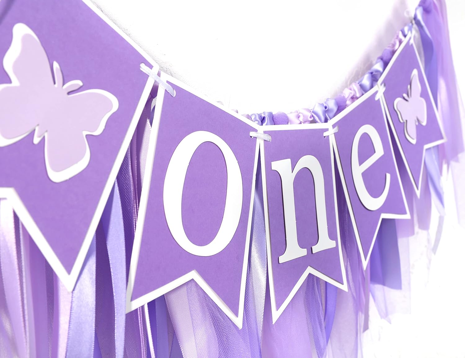Cartel de mariposa para silla alta  Decoración de mariposa para el primer y primer cumpleaños, tutú de silla alta de mariposa para primer