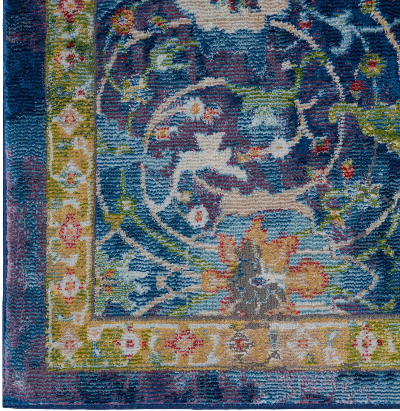 Nourison Global – Alfombra vintage tradicional azul de 4 x 6 pies, fácil de limpiar, no se desprende, para dormitorio, sala de estar, comedor y