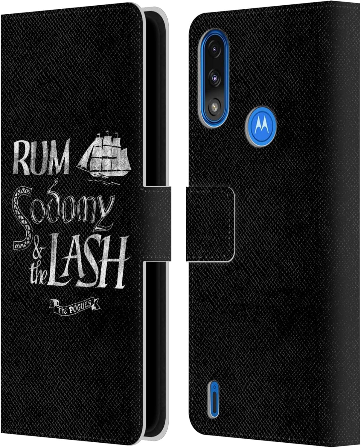 Head Case Designs Officially Licensed The Pogues Rum Sodony & The Lash Graphics Leather Book Wallet Case Cover Compatible with Moto E7 PowerMoto E7i