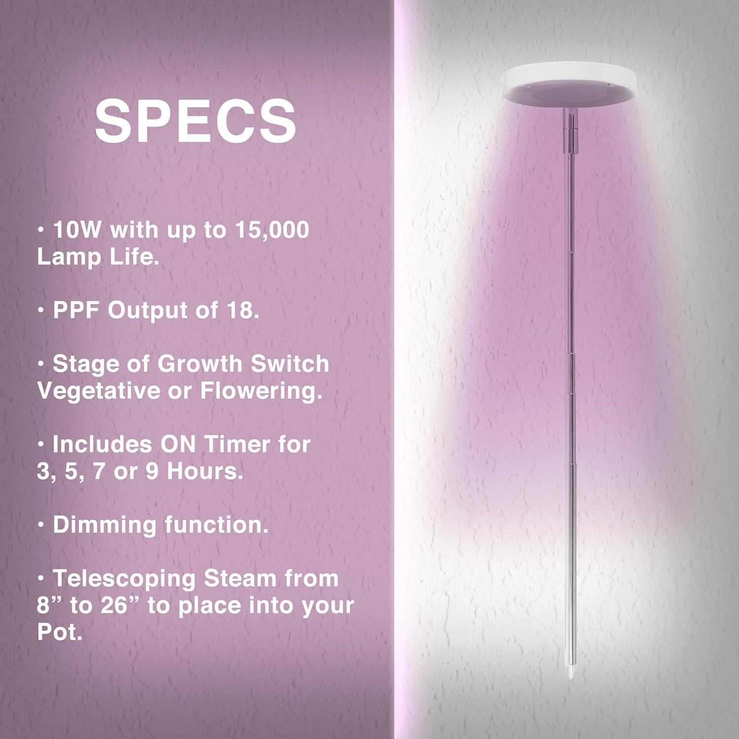 Luz LED de 10 W en maceta, espectro específico para un mejor crecimiento, doble ajuste vegetativo y floración. Puedes cultivar plantas al aire libre