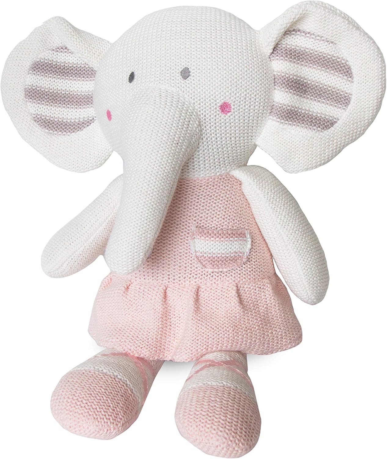 Living Textiles Juguete de peluche (Amelia Elephant). Juguete de peluche de punto con sonajero.