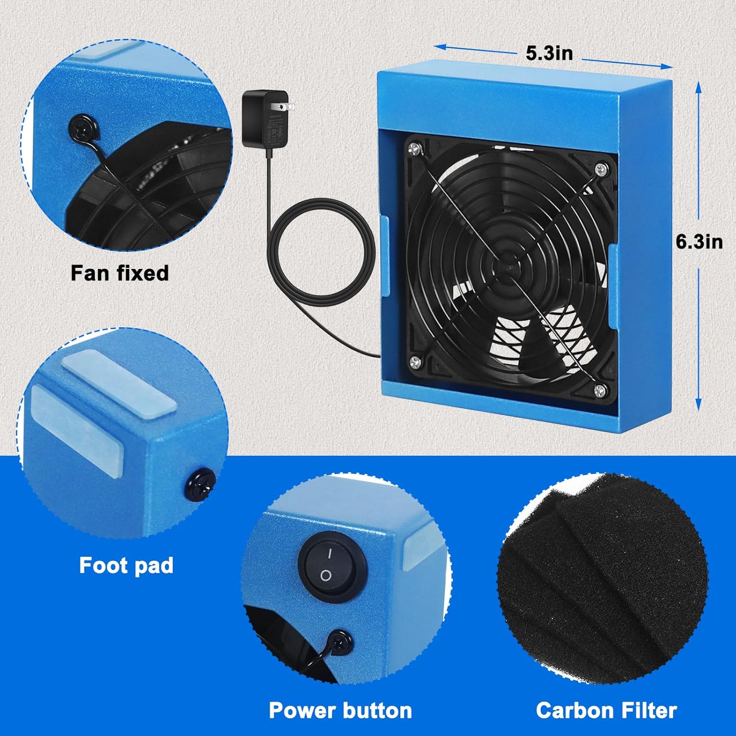 Extractor de humo de soldadura, extractor de humos, absorbente de prevención de humo, ventilador de trabajo de soldadura de 12 V con 5 filtros de