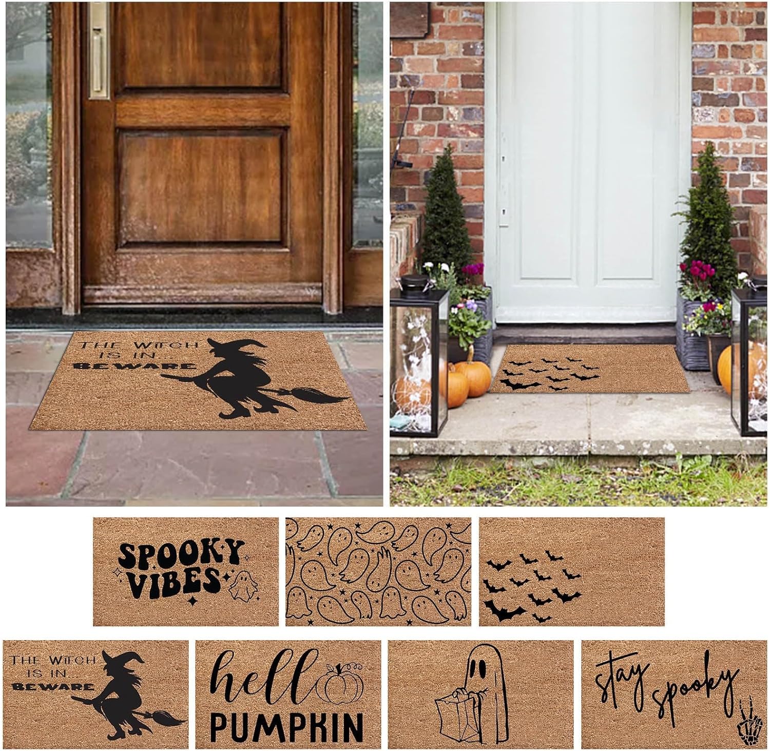 Tapete de puerta de Halloween para decoración del hogar, tapete de bienvenida con calavera para puerta delantera, interior y exterior, tapete de