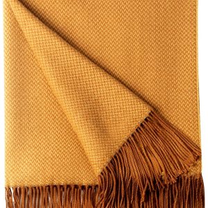 BOURINA Manta de dos tonos en espiga de cachemira sintética, suave, ligera, acogedora para cama, sofá, manta decorativa, color dorado, 50 x 60 BOURINA Manta de dos tonos en espiga de cachemira sintética, suave, ligera, acogedora para cama, sofá, manta decorativa, color dorado, 50 x 60