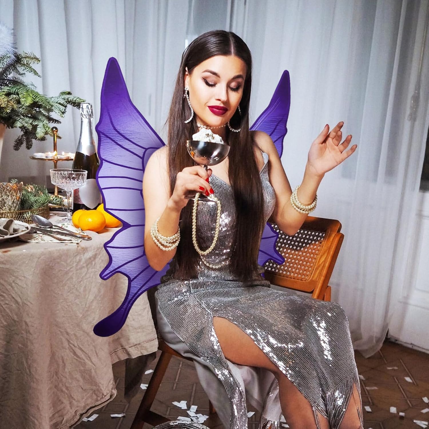 BESPORTBLE Disfraz de alas de mariposa, vestido de mariposa de Halloween para niñas, disfraces de Halloween, alas para fiesta de carnaval de
