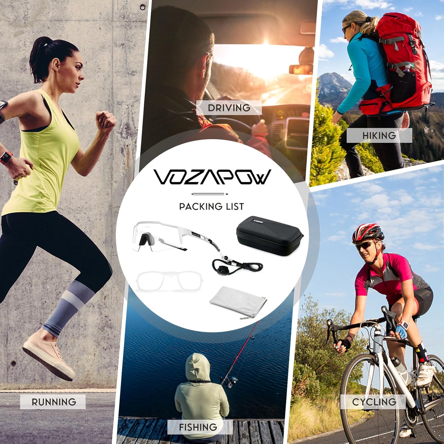 Polarized Sports Sunglasses 4 lenses, Cycling Sunglasses for Men Women Youth, Driving, Running, Baseball