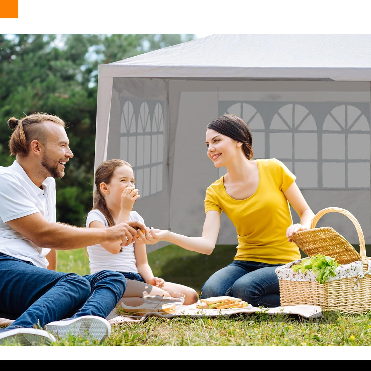 Tienda de campaña para fiestas al aire libre de 10 x 30 pies con toldo blanco y paredes laterales resistente, refugio solar impermeable para
