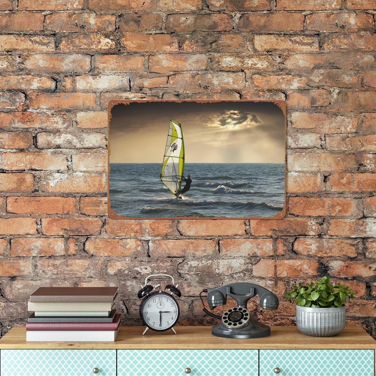 Windsurf the seas Sports posters Metal Plaque Tin Sign,Vintage Metal Pub Club Cafe bar Home Wall Art Decoration Poster Retro 8×12 inches