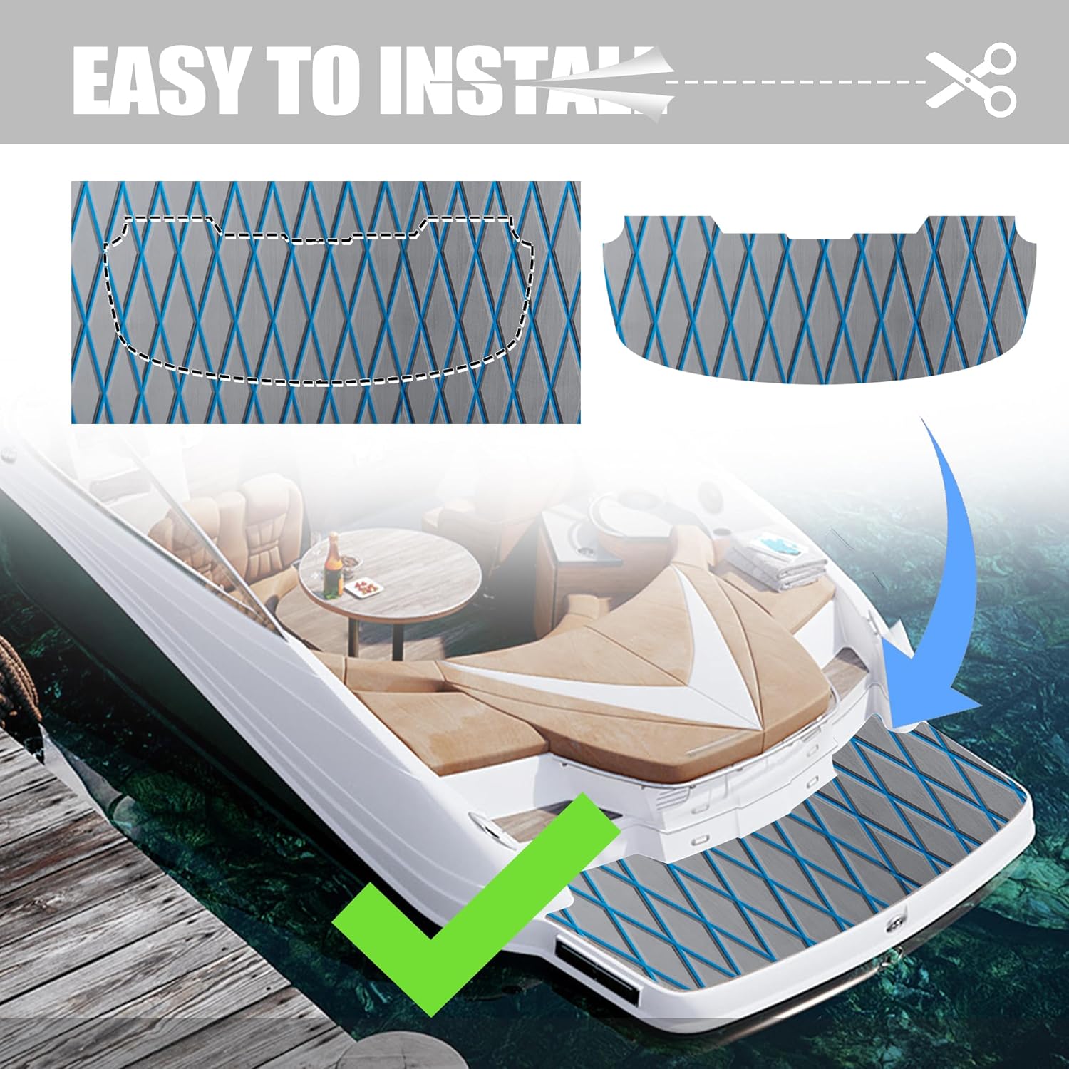 Suelo de lancha  Cubierta de espuma EVA para lanchas  Alfombra marina para lancha, material de suelo autoadhesivo, para lancha motora, yate, kayak,
