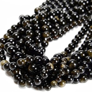 65 cuentas de obsidiana negra dorada de 0.236 pulgadas (0.236 in), piedra natural, piedras preciosas redondas auténticas para hacer pulseras de 65 cuentas de obsidiana negra dorada de 0.236 pulgadas (0.236 in), piedra natural, piedras preciosas redondas auténticas para hacer pulseras de