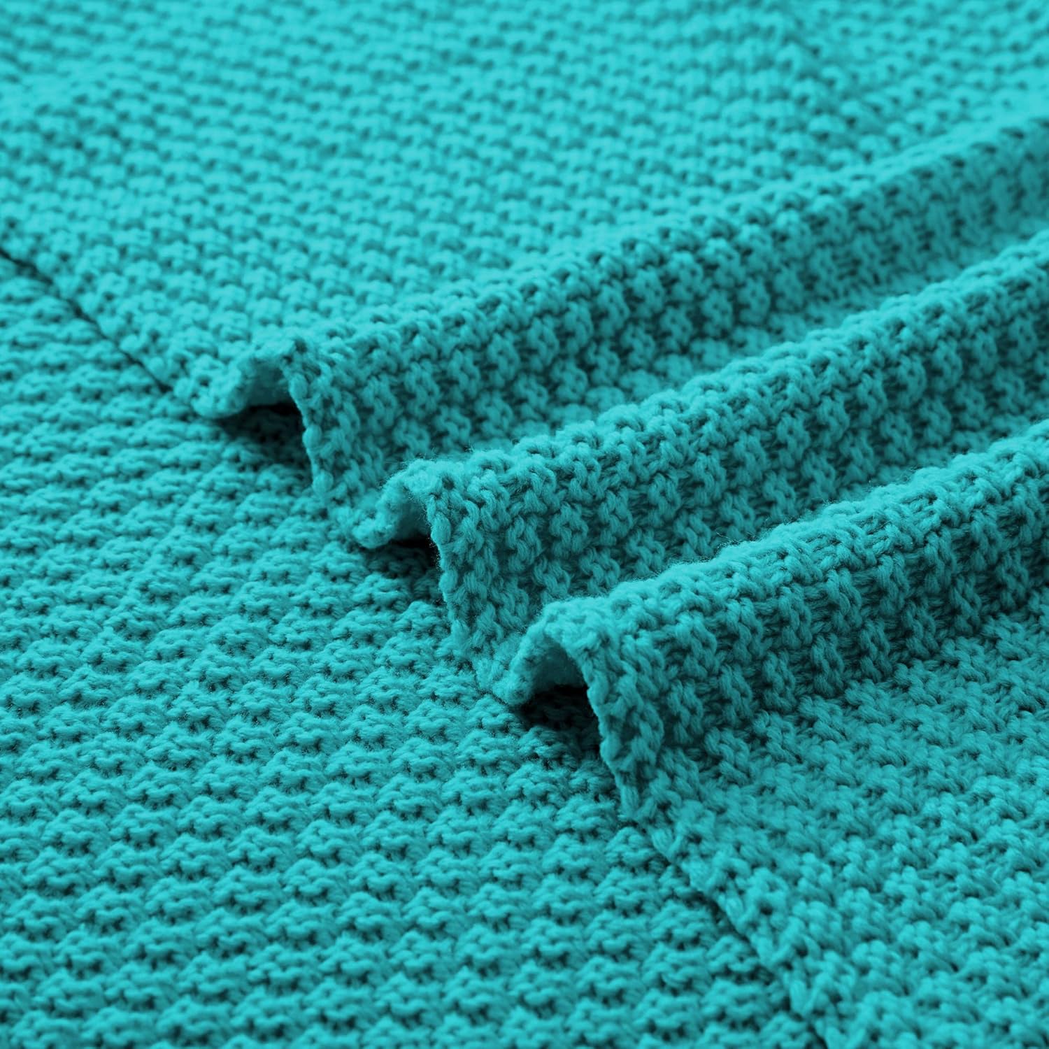 Dreamhood Manta de punto para sofá o sillón, manta azul lago para verano, manta tejida suave y ligera para todas las estaciones, 50 x 60 pulgadas