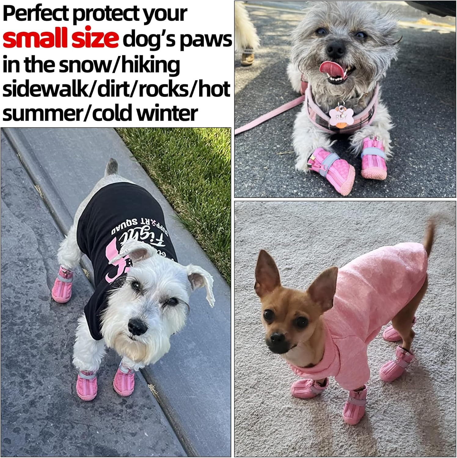 Hcpet Botas de perro para perros pequeños, botas impermeables para perros, protectores de patas para pavimento caliente, botas de senderismo de