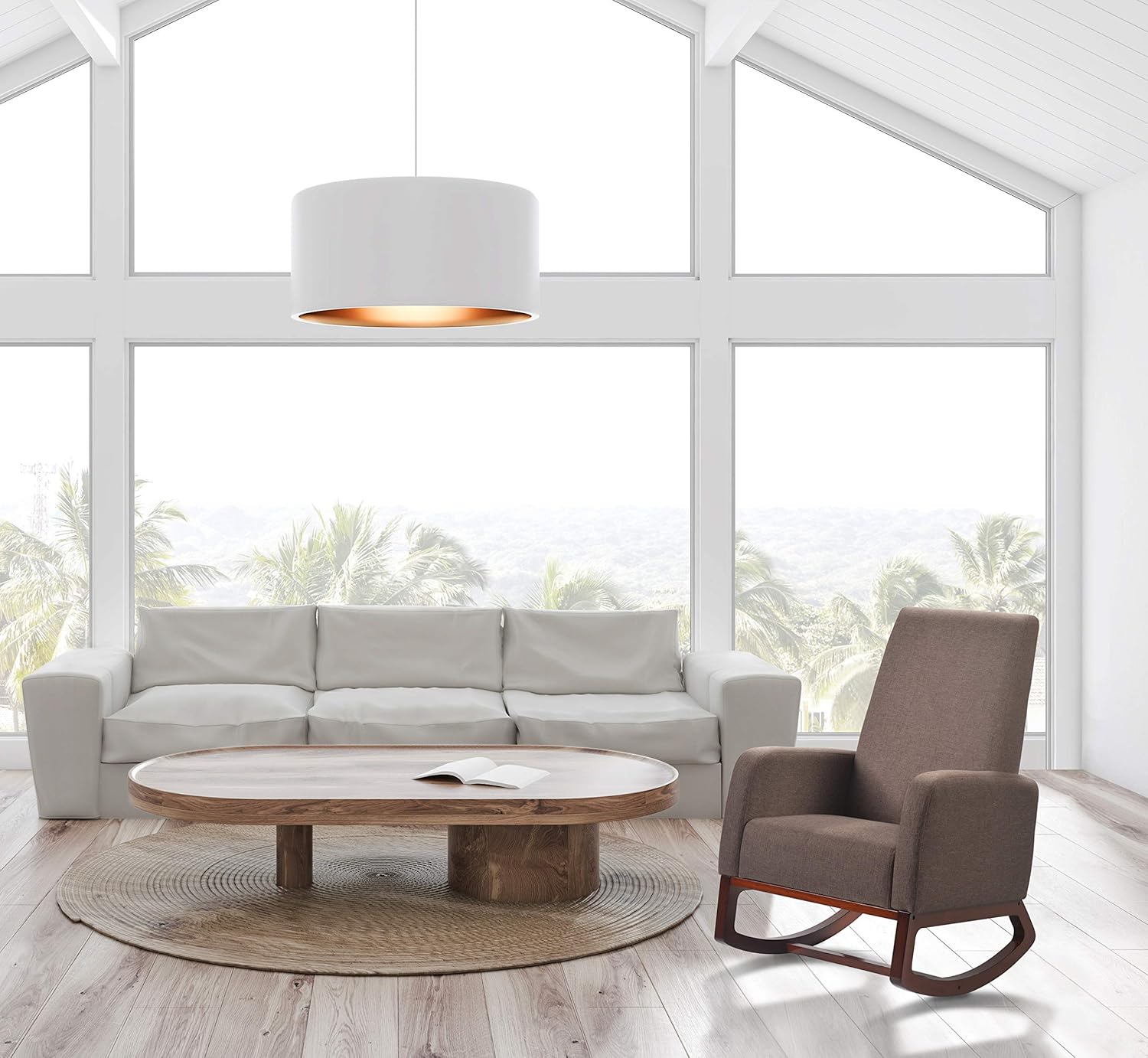 Artiva USA Home Deluxe – Silla mecedora moderna de madera maciza con asiento acolchado y brazo