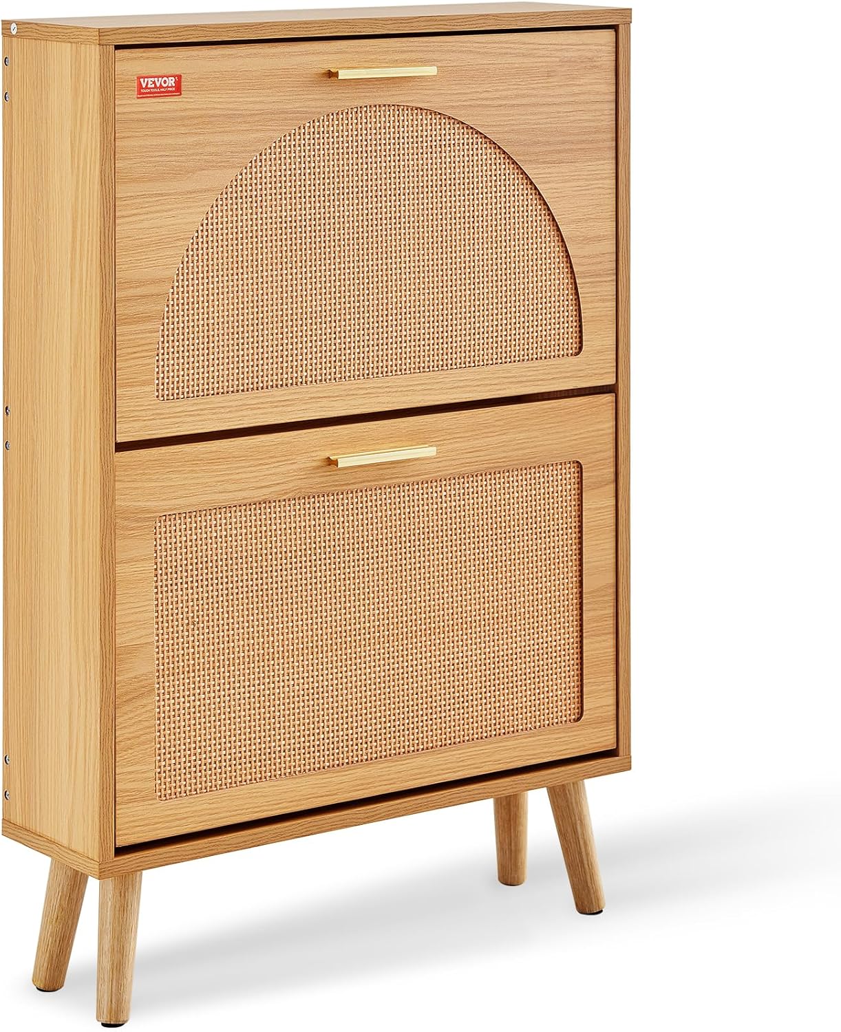 VEVOR Shoe Storage Cabinet for Entryway, 23.6″ D x 6.6″ W x 34.5″ H, Wood Color
