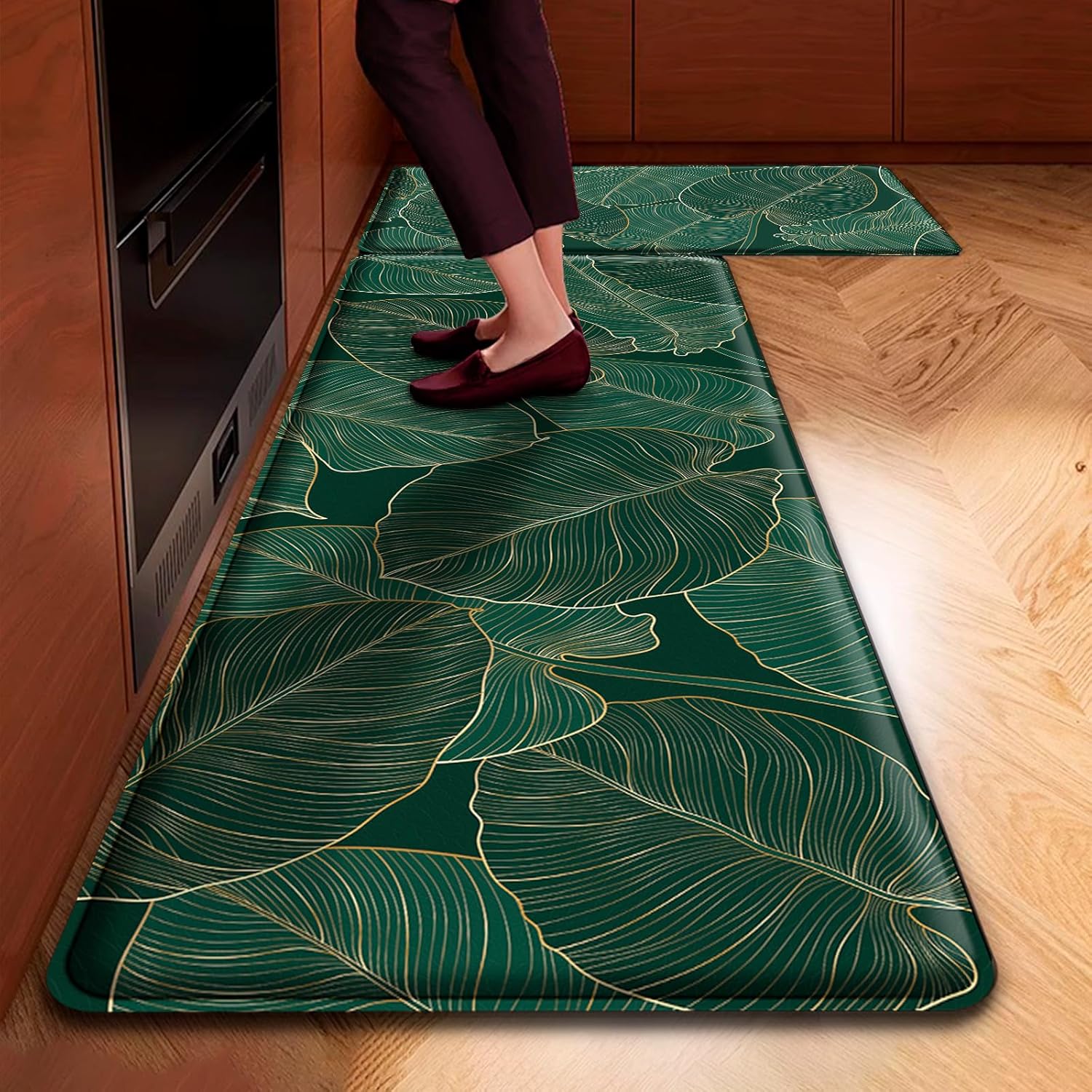 Wiabsi Juego de 2 tapetes de cocina antifatiga para piso, 0.47 pulgadas de grosor, resistentes Juego de alfombras de cocina acolchadas,