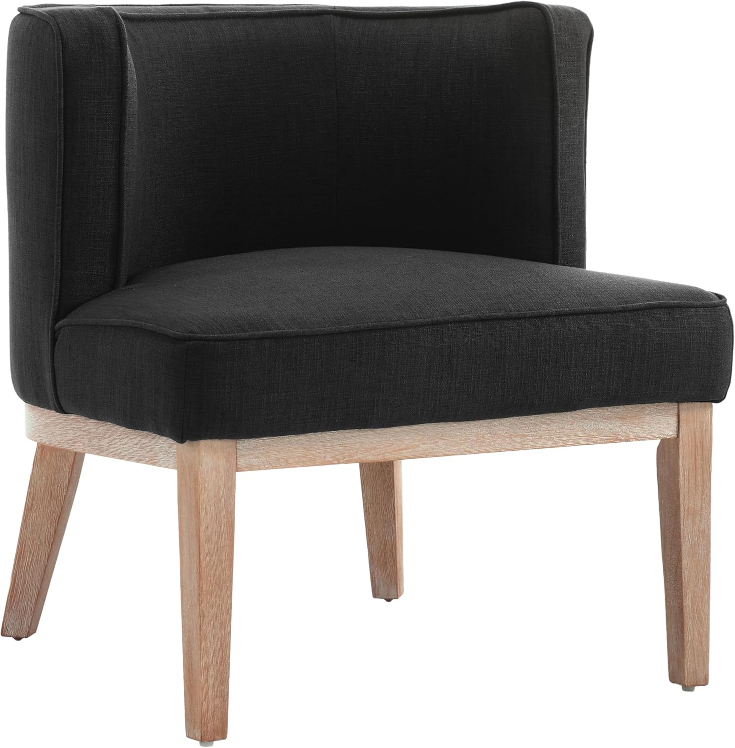 Silla Accent Barrel, silla decorativa de lino, tapizada, moderna, individual, para sofá, con patas de madera, cómoda silla de club para dormitorio,