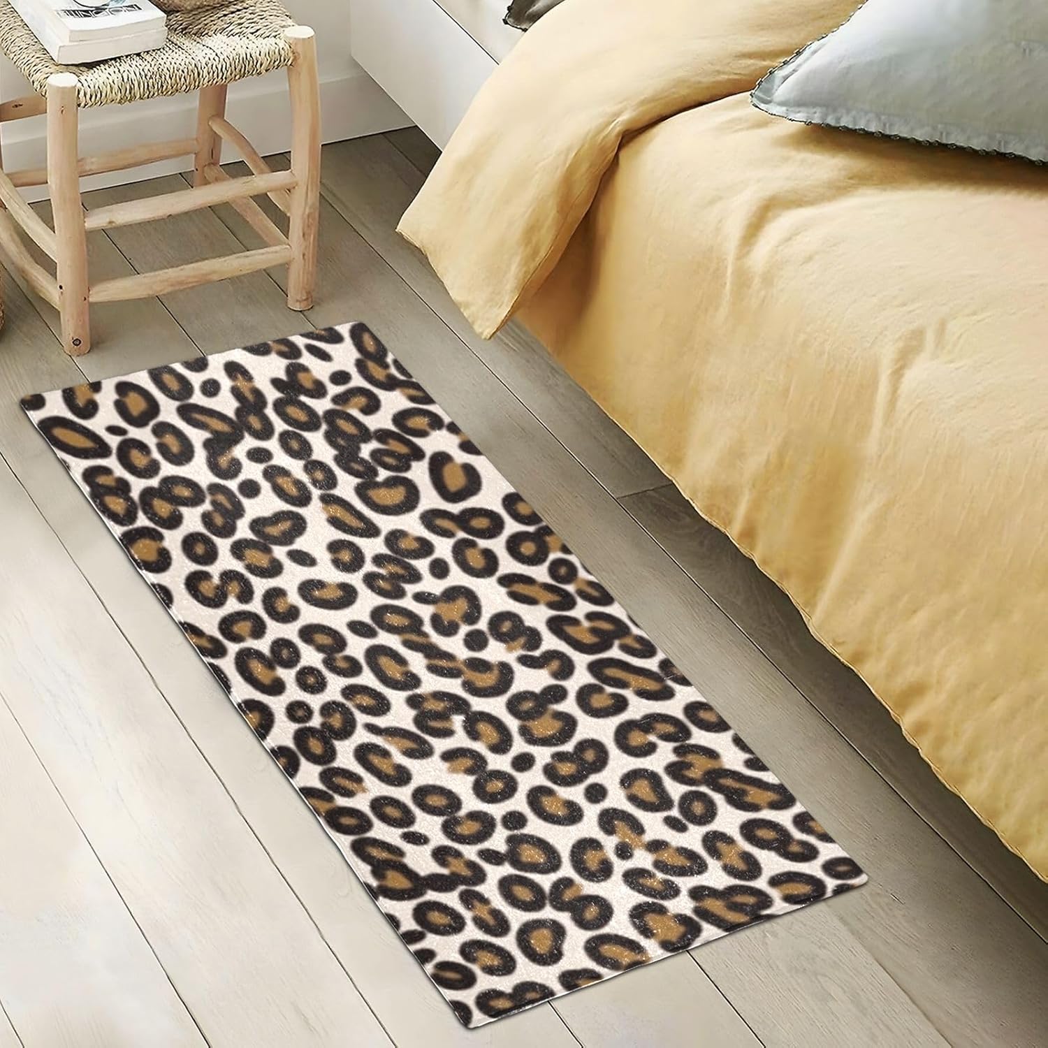 Alfombra de baño absorbente con patrón de leopardo, cómoda alfombra antideslizante, juego de alfombras de baño de felpa duradera, 39 x 20 pulgadas