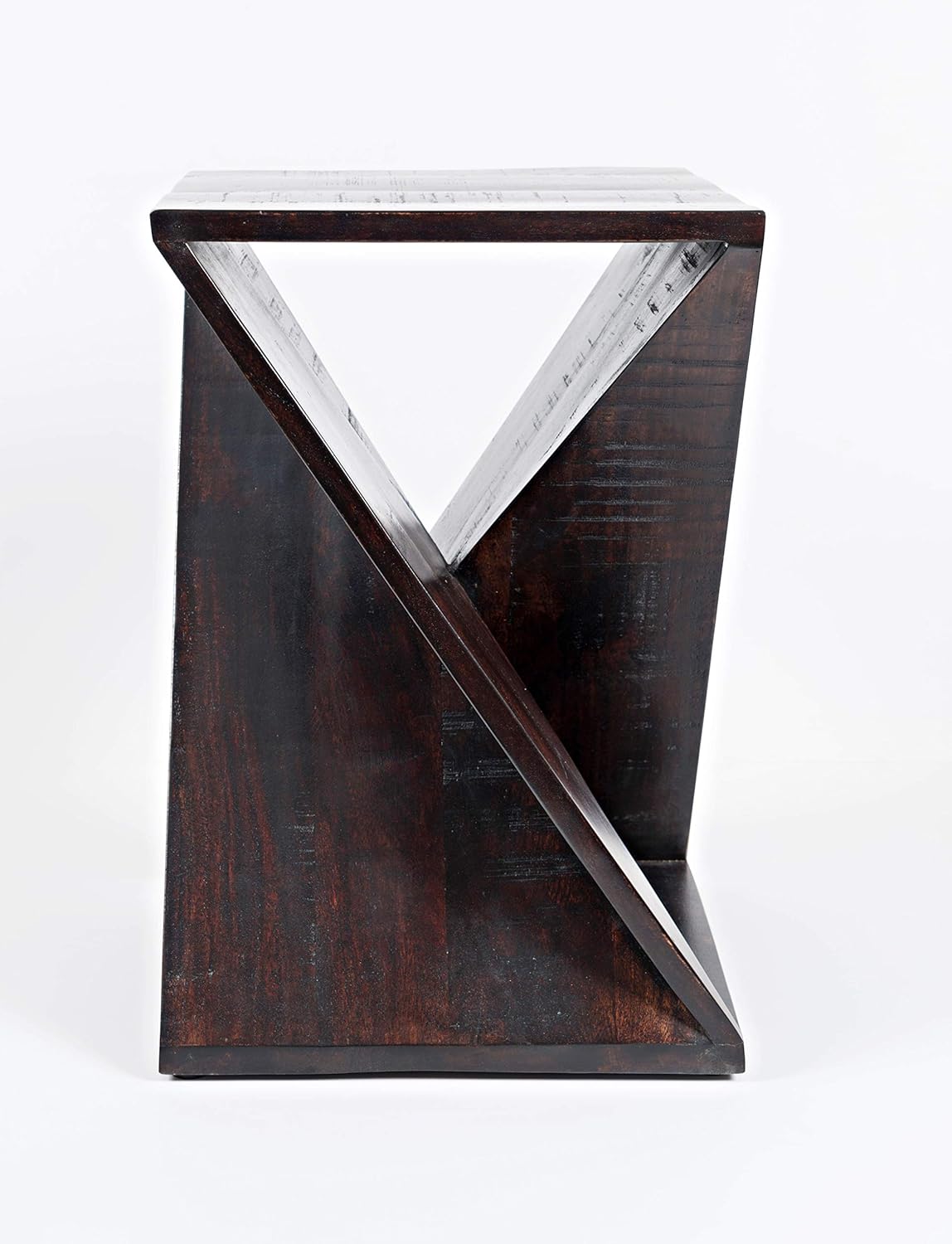 Mesa de jaspe moderna de mediados de siglo en ángulo de madera maciza de mango de 24 pulgadas de alto premontada