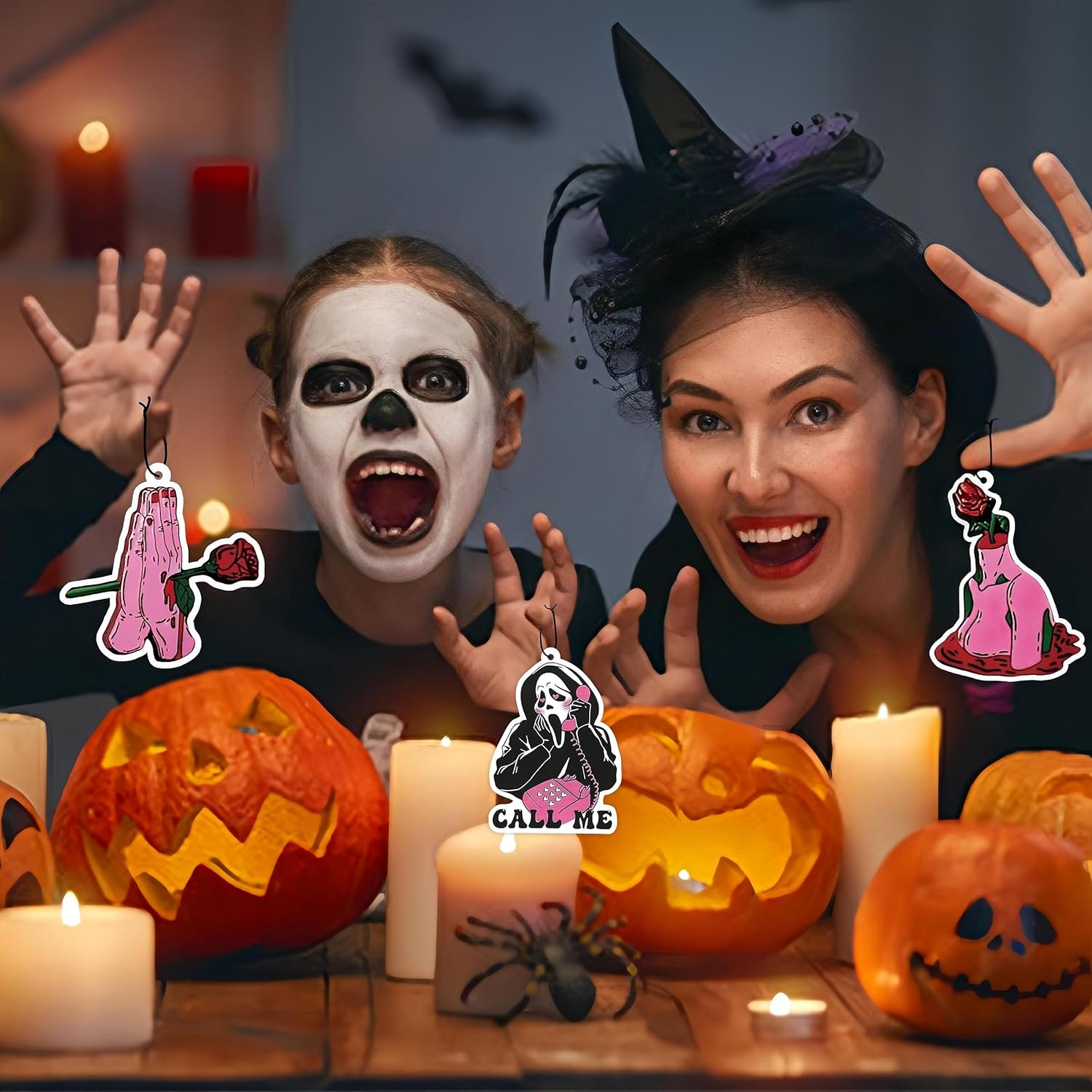 LSJUENGAL Ambientador de aire para automóvil de Halloween, palmera rosa rosa, accesorios para el interior del automóvil, ambientador colgante de