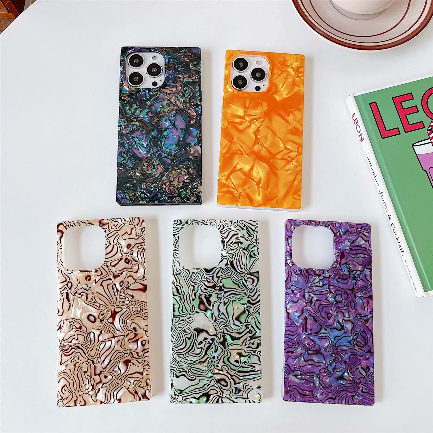 COCOMII Funda cuadrada compatible con iPhone 11 Pro Max, lujosa, delgada, brillante, perla opalescente, purpurina iridiscente, fácil de sostener,