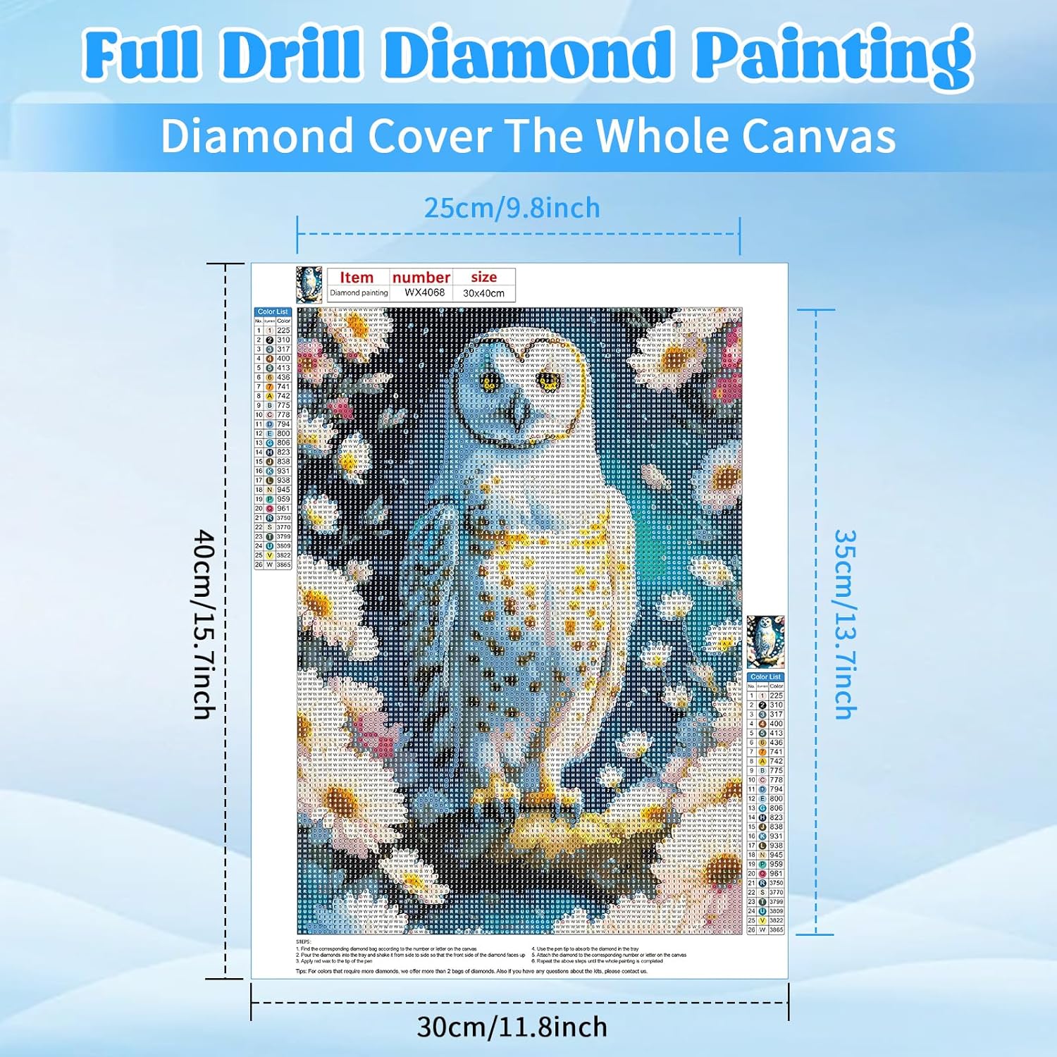 RICUVED Kits de pintura de diamantes para adultos, kits de arte de diamantes de búho, taladro redondo completo, arte de pintura de diamante, arte y
