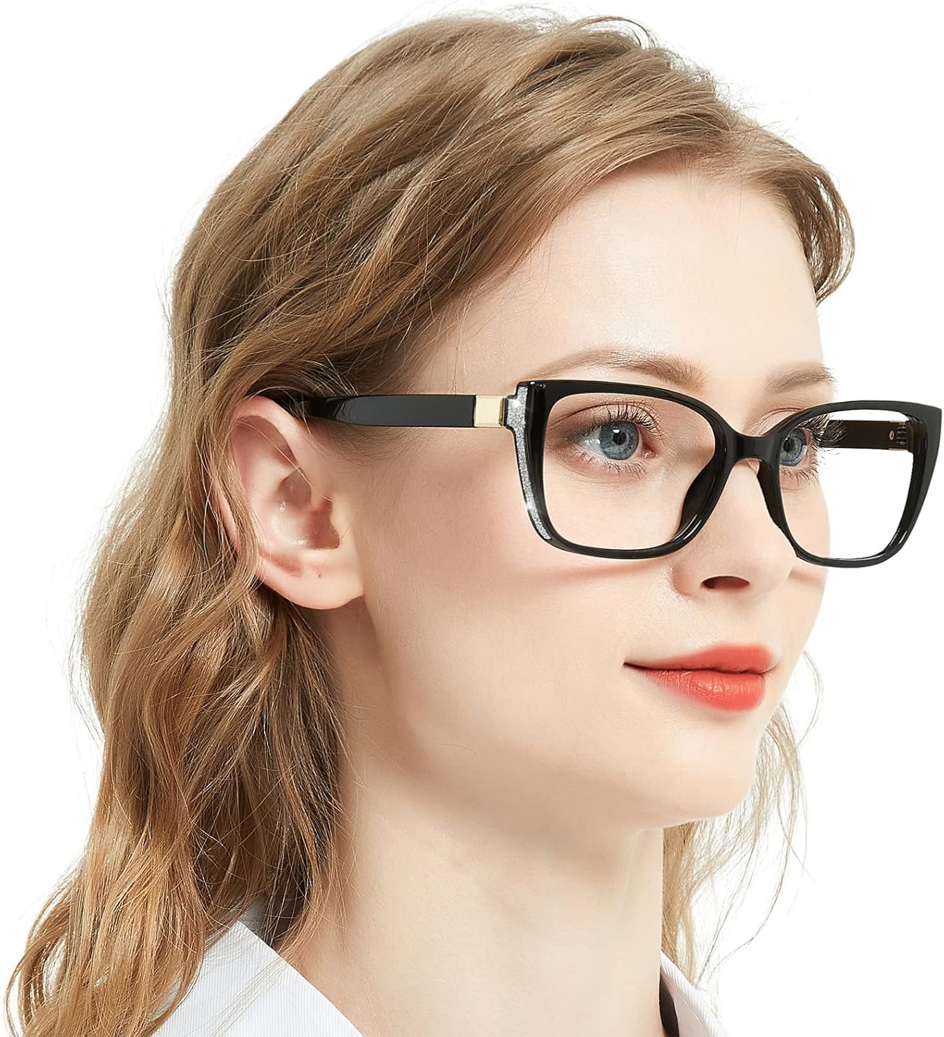 Anteojos de lectura grandes para mujer, cuadrados, ojo de gato, 1.0, 1.25, 1.5, 1.75, 2.0 a 6.0, con lado brillante