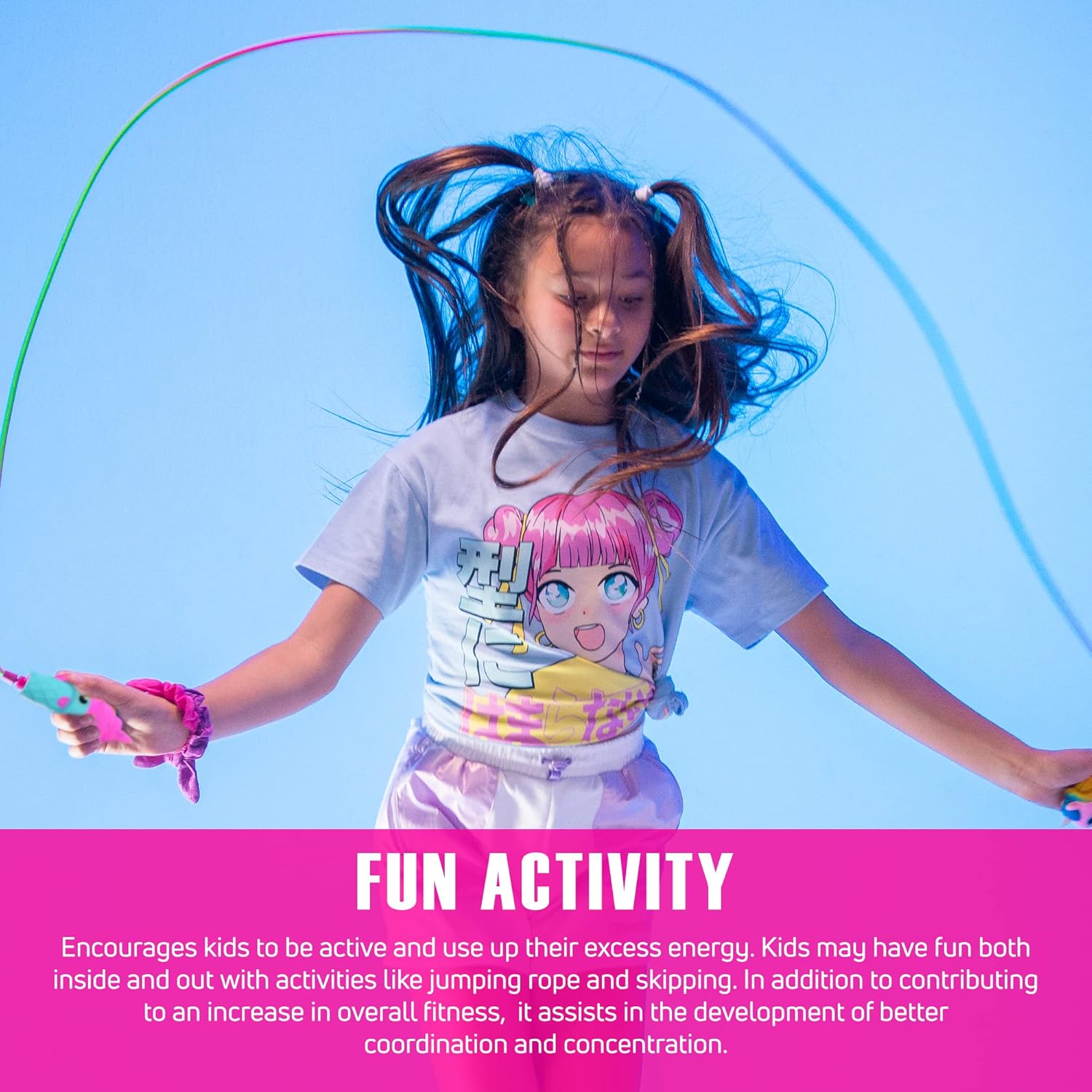 KESS Squishy Cuties – Jump Rope For Kids, Fitness Jump Rope, Skipping Rope, Excercise Jump Rope, 7ft long, Outdoor Fun Activity, Great Party Favors