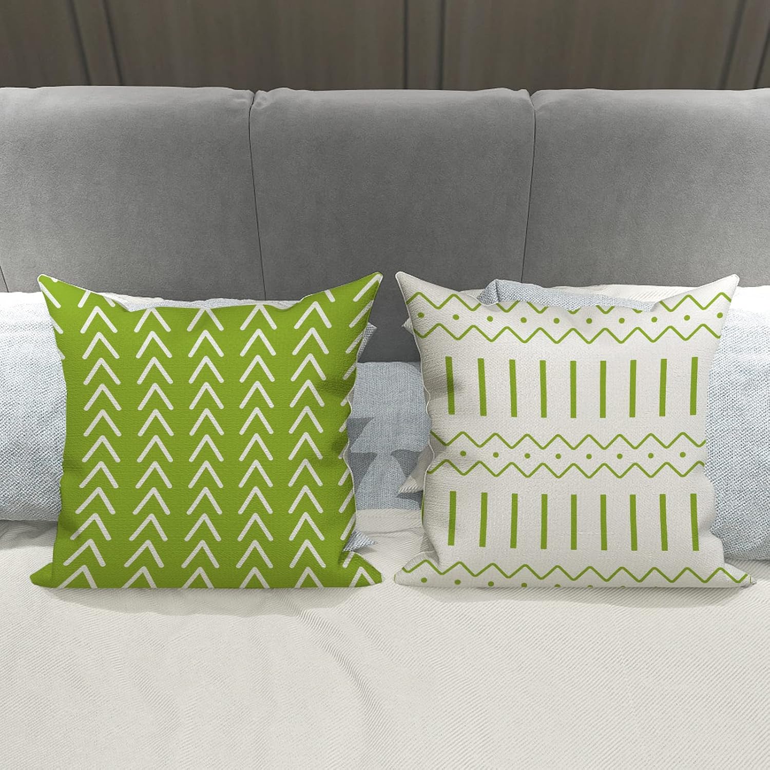 YCOLL – Juego de 4 fundas de almohada de 18×18, moderna funda de cojín para sofá, funda de almohada decorativa de tela de lino para exteriores para