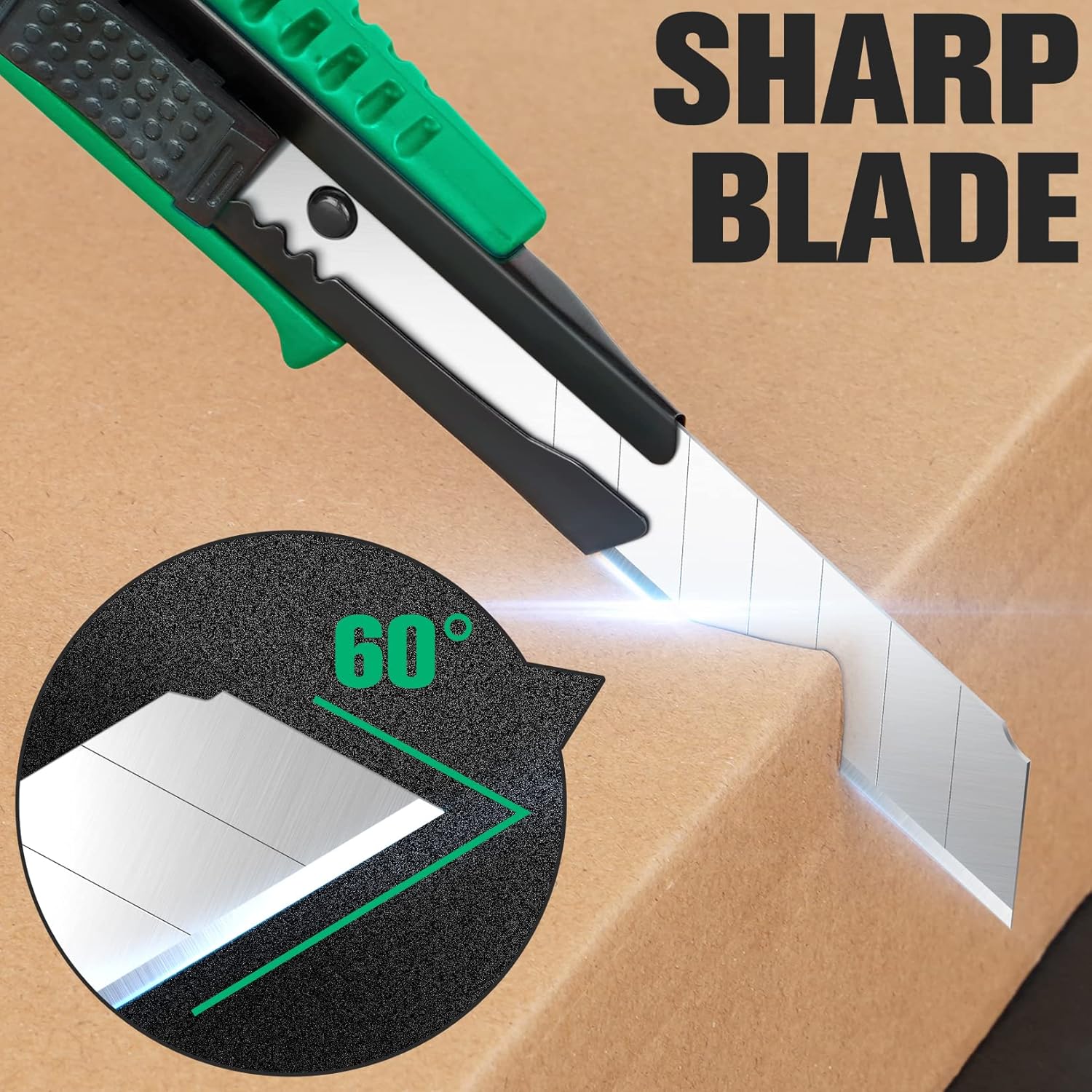 Cuchillo utilitario para cortar cajas, cortador de caja de bloqueo automático retráctil, cuchillo de caja de hoja de 0.709 in de ancho, mecanismo