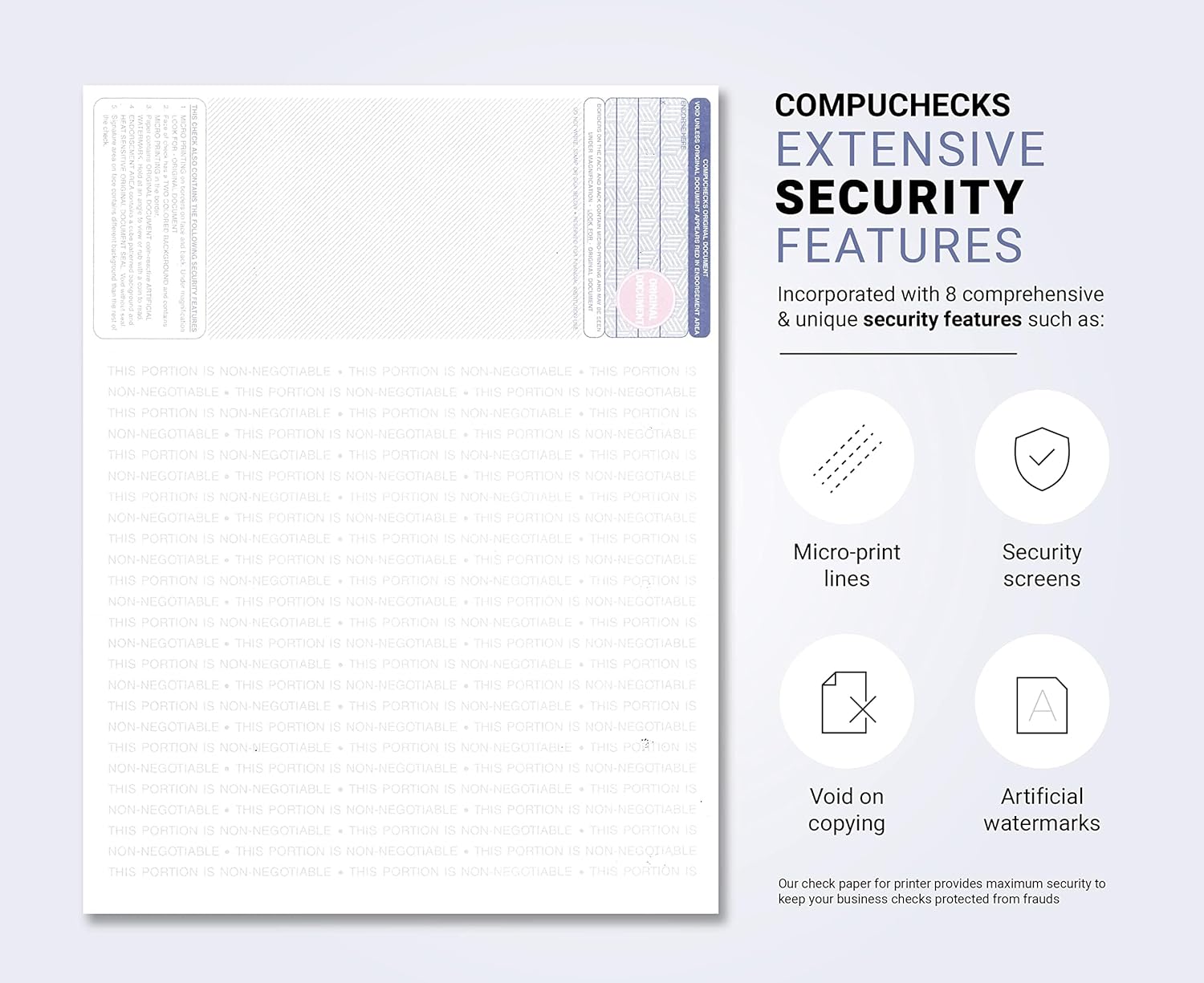 Compuchecks 50 cheques en blanco de alta seguridad – Comprobaciones en los dos cupones perforados superiores en la parte inferior compatibles con