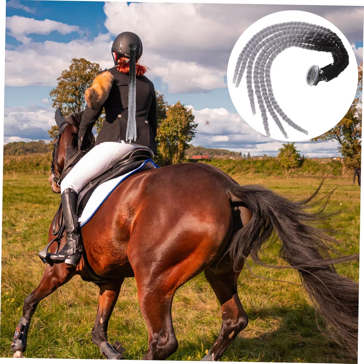 Casco de rastas para cola de caballo, casco de esquí, pelucas para mujer, casco Hong, coletas azules, accesorio para casco de motocicleta, peluca