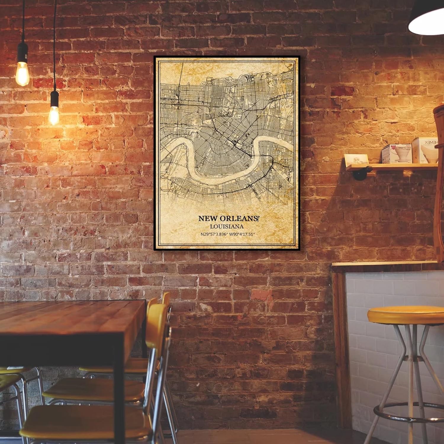 TANOKCRS Póster de mapa vintage de Nueva Orleans, Louisiana, Estados Unidos, América, arte de pared, impresión de mapa, regalo de recuerdo de viaje,