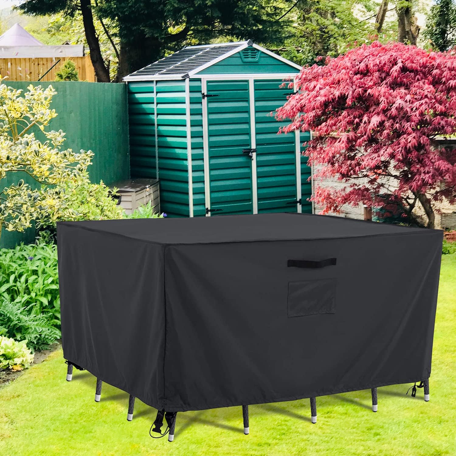 Tempera – Fundas de mesa exterior y silla, para juego de comedor al aire libre, cubierta de muebles de patio, impermeable, resistente al viento,
