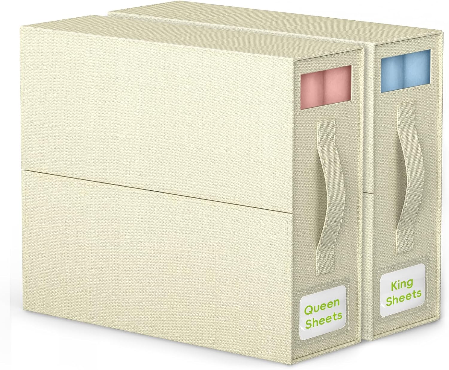 SheetCube – Organizadores de sábanas y almacenamiento, paquete de 2 (tamaño Queen o King) plegable, con cremallera, para sábanas, fundas de edredón,
