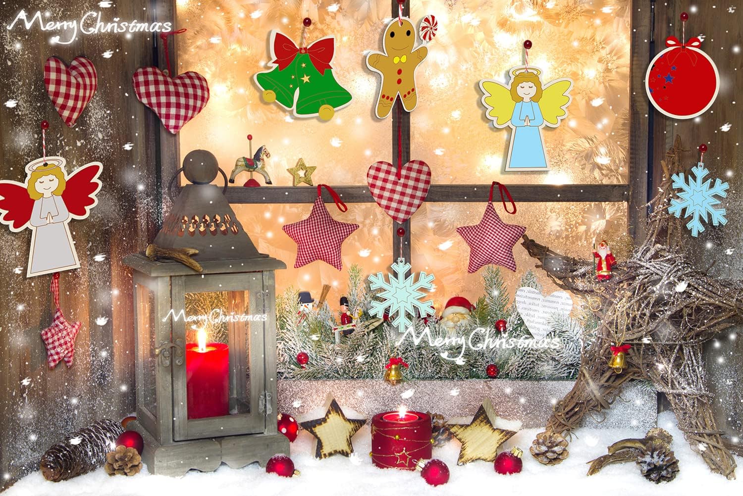 Artmag 50 piezas de adornos de Navidad de madera sin acabar, rebanadas de madera con agujeros para niños, manualidades, centros de mesa, decoración