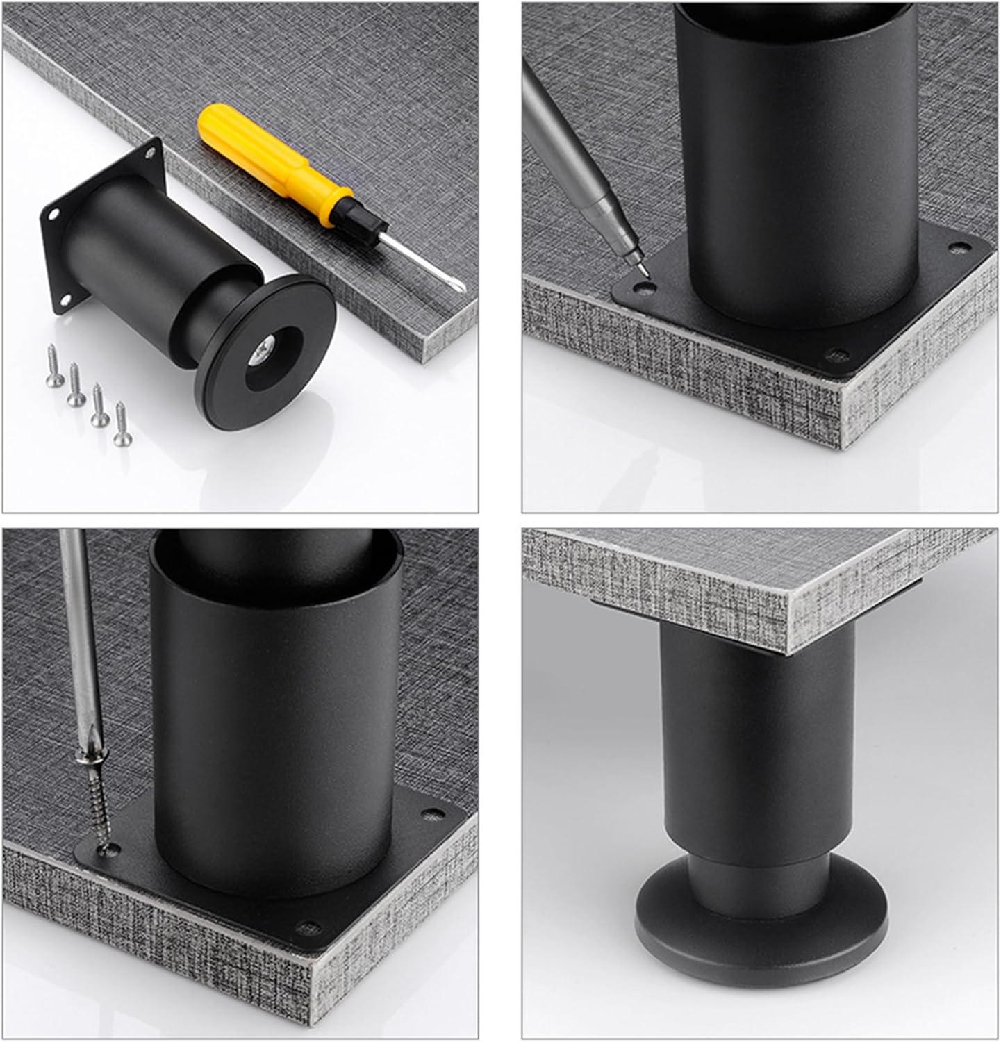 BQLZR Patas ajustables para muebles para cama, sofá, armario de 3.15 a 4.72 pulgadas, color negro, paquete de 4