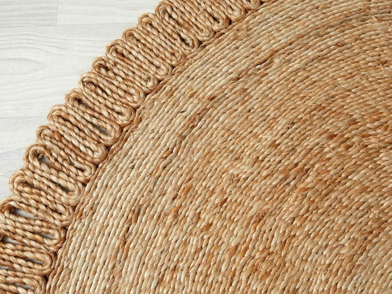 GRUHUM Alfombra redonda de yute de 3 pies, colección redonda de fibra natural, hecha a mano, con encanto bohemio, alfombra de yute suave, trenzada,