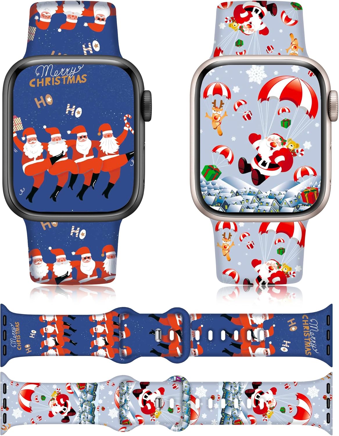 Paquete de 2 correas de Navidad de Halloween compatibles con Apple Watch de 1.614 pulgadas, 1.575 pulgadas, 1.496 pulgadas, correa de silicona de