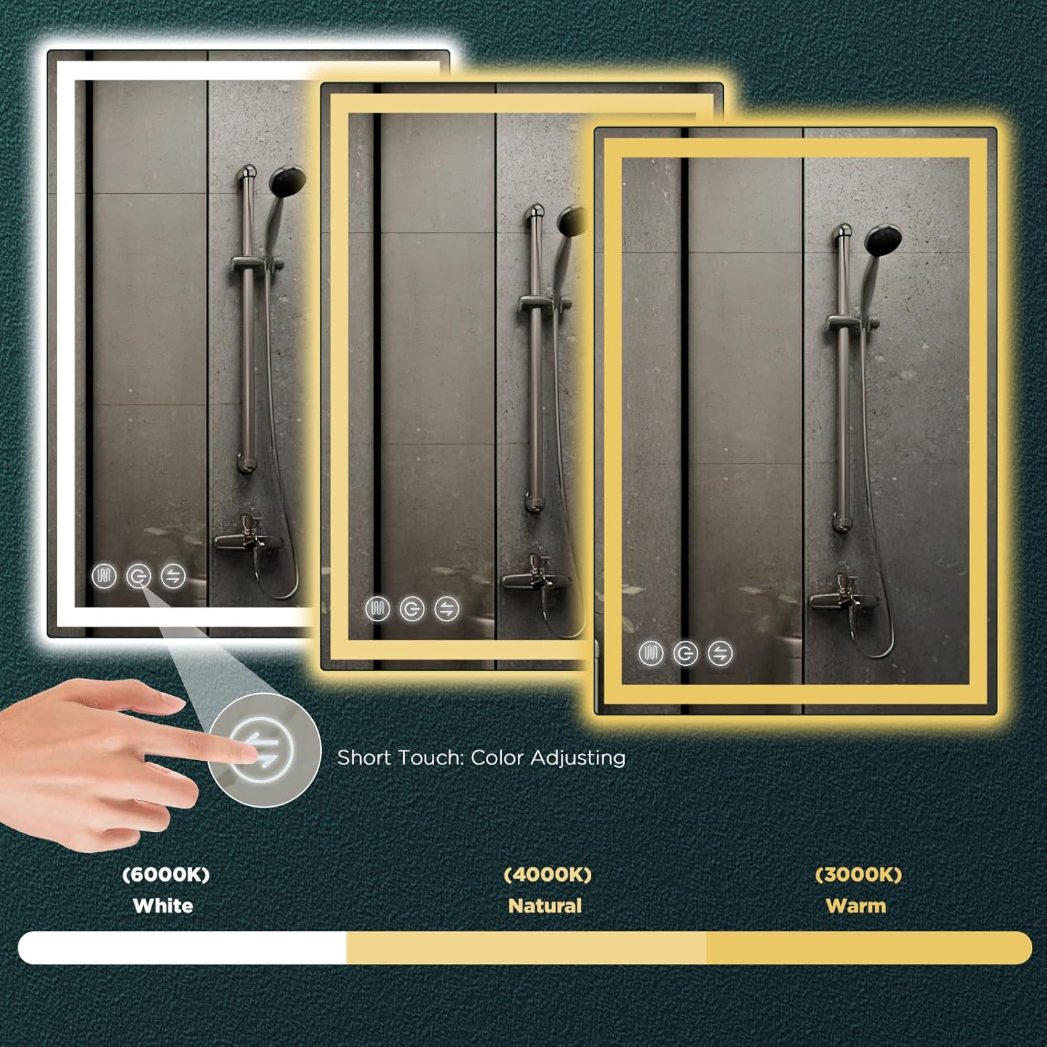 Espejo de baño LED con luces para pared, espejo inteligente de 24 x 36 pulgadas, espejos de pared delanteros y retroiluminados, certificación UL,