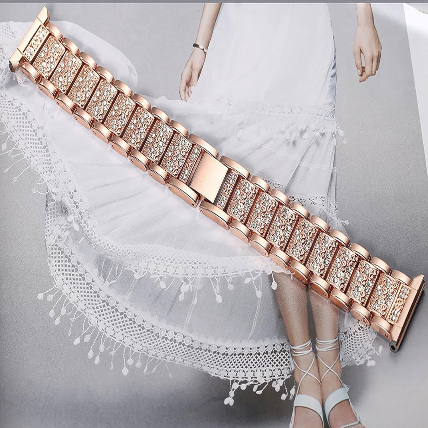 Compatible con correas de reloj inteligente Mindrose, Lamshaw de liberación rápida para mujer, joyería de metal con diamantes brillantes, correa de