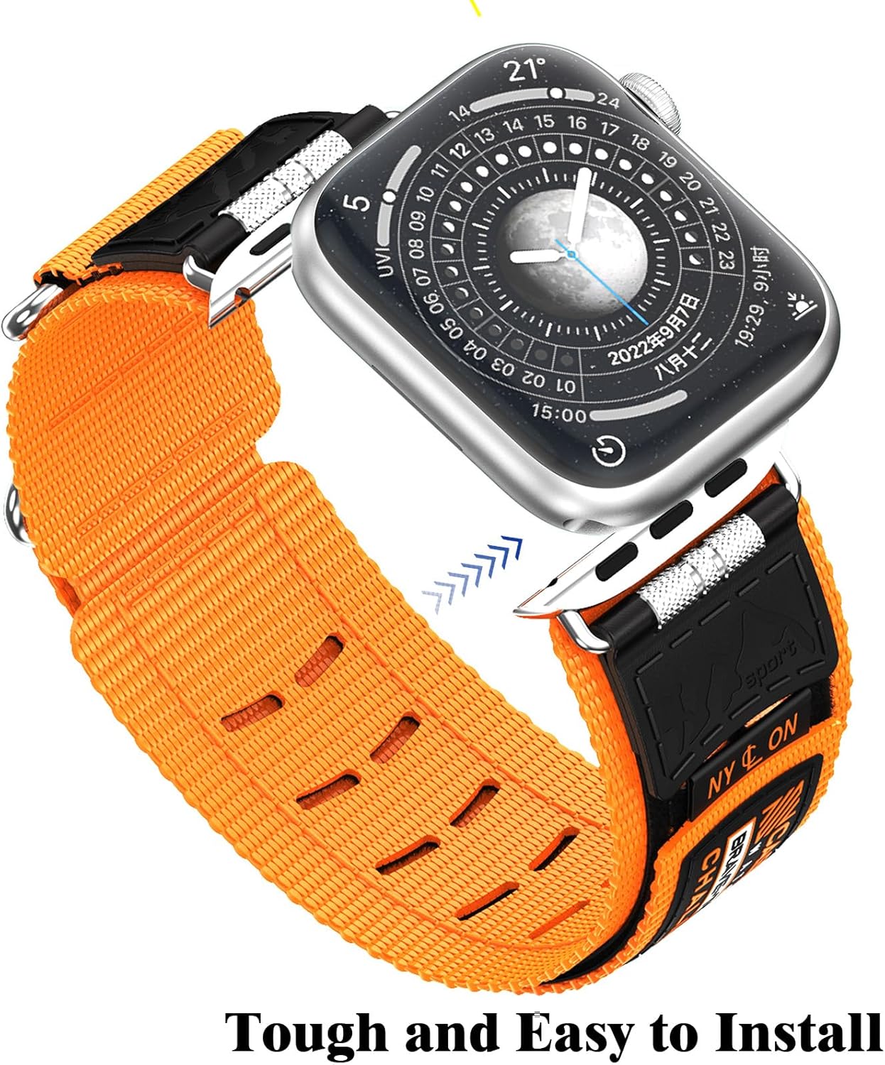 Correa deportiva de nailon compatible con Apple Watch Band de 1.61 pulgadas, 1.57 pulgadas, 1.50 pulgadas, correa militar para hombres, para iWatch