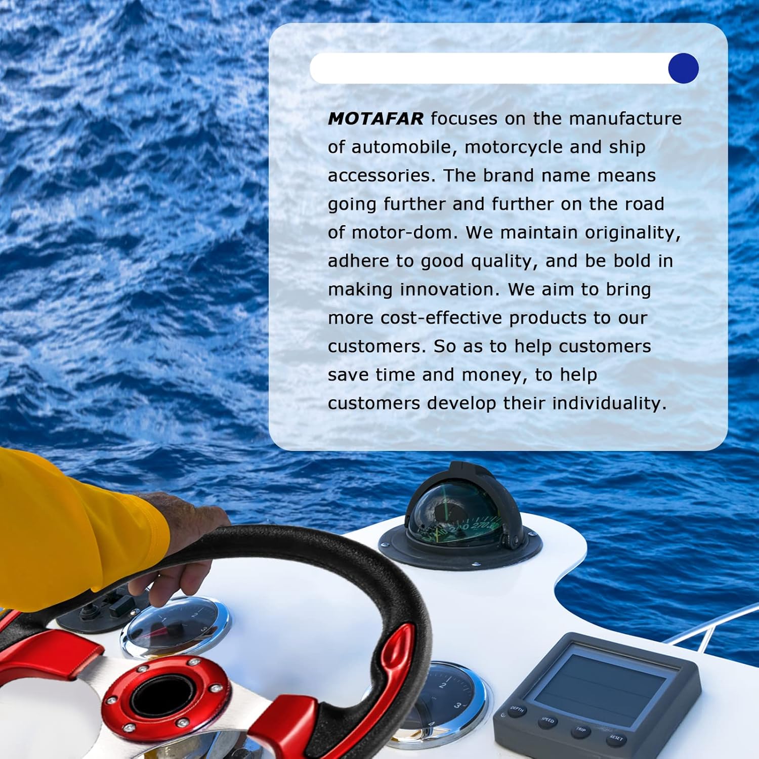 12.4″ Boat Steering Wheel with 34 Tapered Shaft, Anti-Slip PU Carbon Fiber Steering Wheel for Seastar and Verad, etc. for Marine Boats, Vessels,