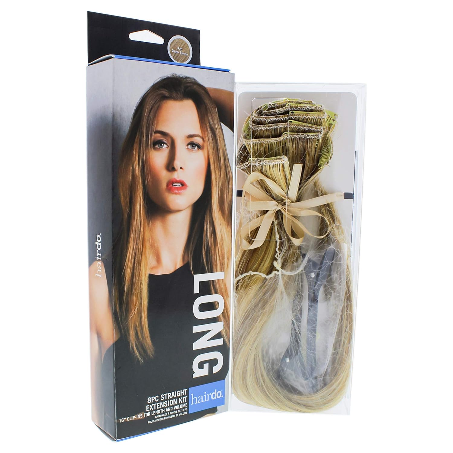 Kit de extensión de peinado largo 8Pc Straight 16″ clip-ins (r25-ginger Blonde)